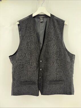 Alfani Charcoal Paisley Jacquard Vest
